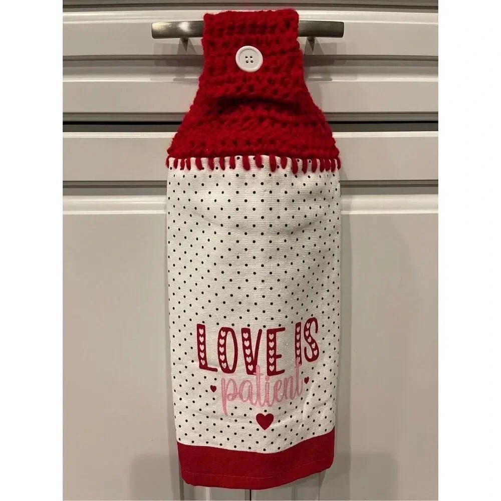 Crochet Top Kitchen Towel- Love is Patient ❤️